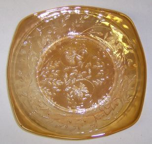 Jeannette Glass FLORAGOLD LOUISA 6 Inch Square PLATE or SAUCER
