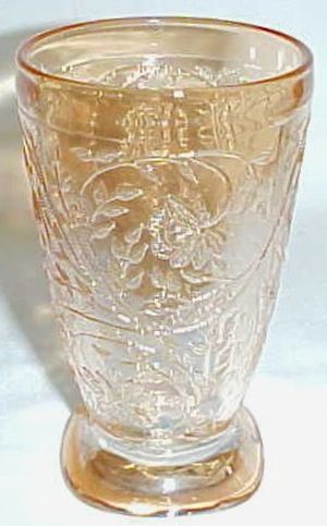 Jeannette Glass FLORAGOLD LOUISA 11 Ounce WATER TUMBLER