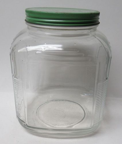Vintage Gallon STORE COFFEE JAR with Green Metal Screw-On Lid