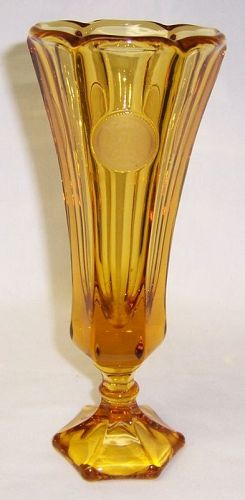 Fostoria Glass Amber COIN 8 Inch High FLOWER VASE