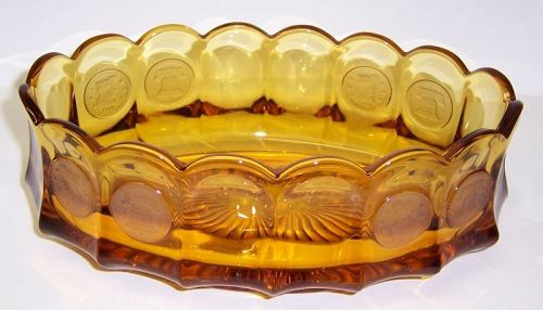 Fostoria Amber COIN 8 3/4 Inch Oval SERVING or VEGETABLE BOWL