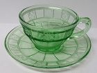 Jeannette Depression Glass Green DORIC CUP and SAUCER