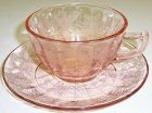 Jeannette Depression Pink FLORAL POINSESTTIA CUP and SAUCER