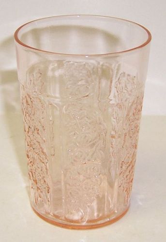 Federal Pink SHARON Cabbage Rose 4 Inch Thin Flat WATER TUMBLER