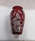 Anchor Hocking Fire King Royal Ruby 9 In BIRDS On A NEST VASE