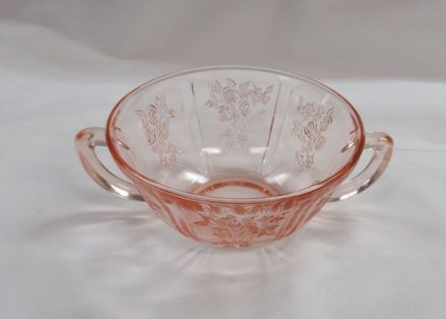 Federal Pink SHARON, aka CABBAGE ROSE 4 3/4 In 2-Handled CREAM SOUP