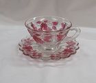 Westmoreland Ruby Flashed PANELED GRAPE CUP and SAUCER