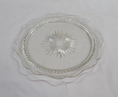 Jeannette Depression Glass Crystal SUNBURST 9 Inch DINNER PLATE