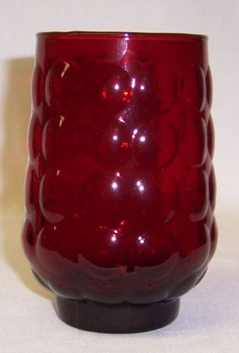 Anchor Hocking Fire King Ruby Red BUBBLE 4 1/2 In Flat WATER TUMBLER