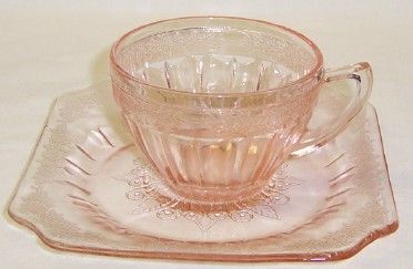 Jeannette Depression Glass Pink ADAM CUP and SAUCER