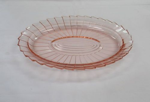 Jeannette Depression Glass Pink SIERRA PINWHEEL 11 In OVAL PLATTER