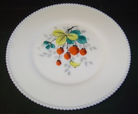 Westmoreland BEADED EDGE 10 1/4 In Hand Painted STRAWBERRY Plate