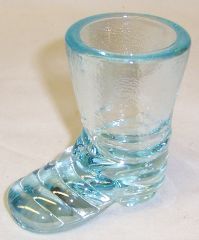 Imperial Glass Blue BOOT TOOTH PICK Holder, Original Label