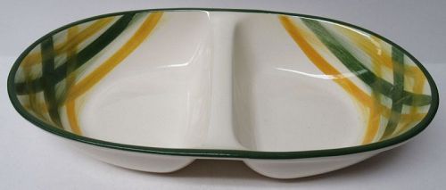 Metlox Vernonware GINGHAM 11 1/2 Inch 2-Part OVAL DIVIDED BOWL