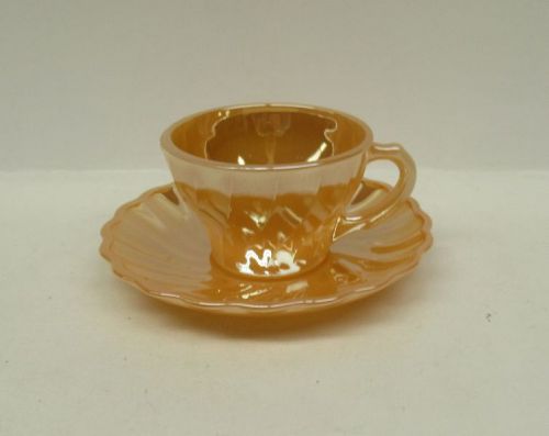 Anchor Hocking Fire King Lustre SHELL DEMITASSE CUP and SAUCER