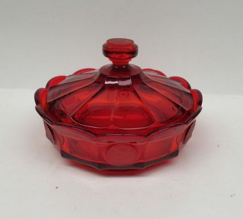 Fostoria Glass Ruby Red COIN 6 1/4 Inch CANDY DISH with LID
