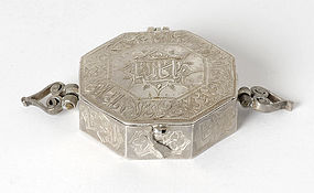 Persian Qajar Silver Arm Amulet Case, c. 1900.