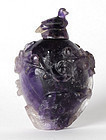 Chinese Carved Amethyst Snuff Bottle, c. 1900.