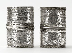 Pair of Turkoman Ersari "Bilezik" Silver Cuff Bangles