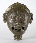 Indian Bronze Monster Mask of a Demon Chaser, 19th C.