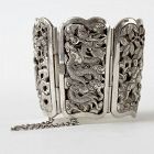 French Indochine Exclusive Silver Bracelet Cuff, Early 20th C.
