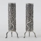 A Pair Chinese Export Silver Spill Vases by Wang Hing, c. 1900.