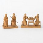 Two Chinese Tushanwan Wood Figurines of Married Couple, c. 1930.
