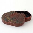 Antique Chinese Carved Polychrome Pomegranate Lacquer Box, Restored.
