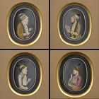 Four Framed Indian Paintings of Mughal Emperors, Murshidabad 19th C.