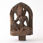 Antique Nepalese Wooden Stele of Deity, 19th C. or Earlier.