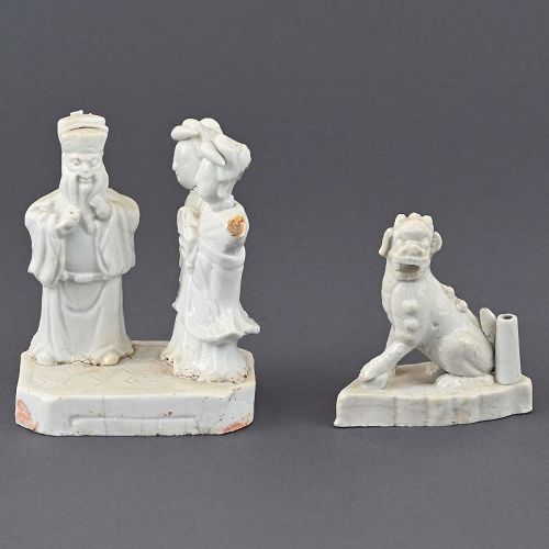 Two Rare Chinese Dehua Blanc-de-Chine Porcelain Groups, Kangxi Period.