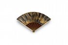 Japanese lacquer fan shaped kobako