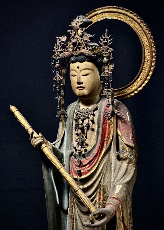 Polychromed-Wood Deva Ten Zushi Mid-Edo Period ca. 1750