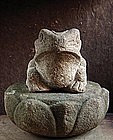 Granite Frog Sandstone Lotus Dais Jizo Edo 19 c.