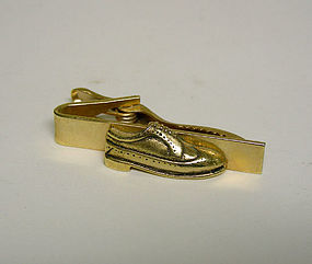 Vintage Gold Plated Tie Clasp With Shoe 
Motif
