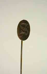 Victorian Gold Plated Monogram S Stick 
pin