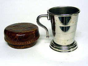 Vintage Silverplate Alligator Boxed Travel Cup