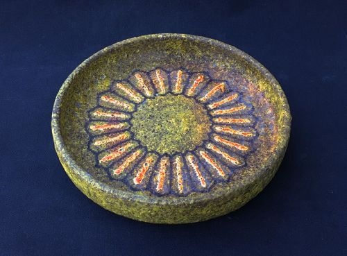 Aldo Londi for Bitossi, Lava glaze and sunburst bowl, mid-century