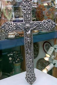 Silver hand chiseled Crucifix