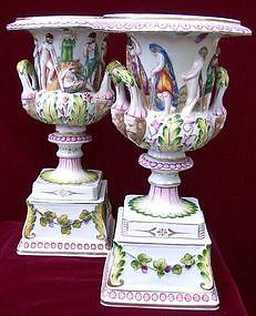 Italian Porcelain Capo Di Monte Amphoras