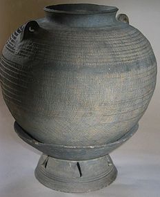 A Rare / Fine Early Kimhae Type Pottery Jar with Stand