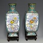 Large Chinese Canton Enamel Vases with Chang'e
