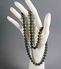 21 Inch Dark Green Jade Beaded Necklace Strand