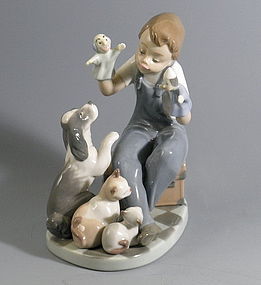 Lladro Porcelain Figurine Puppet Show Dogs Cats Retired
