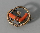Antique Victorian Gold and Red Branch Coral Pin