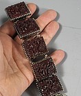 Japanese Dark Red Vintage Glass and Silver Bracelet