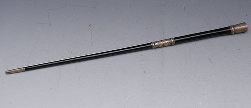 American Sterling Silver and Ebony Wood Swagger Stick Pointer
