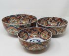 Set of 3 Japanese Arita Imari Porcelain Nesting Bowls, Meiji