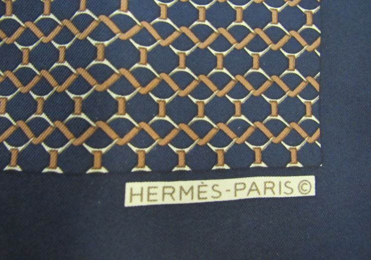 Hermes France Vintage Blue 100% Silk Rolled Edge Scarf Pocket Square