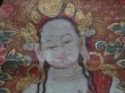 Large Antique Tibetan Buddhist Thangka Green Tara Diety Painting